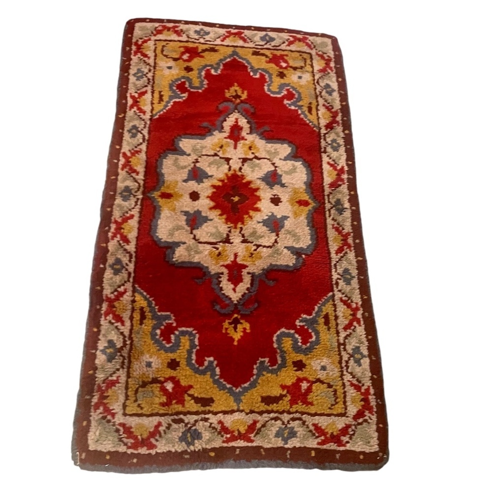 Vintage‎ Handwoven Ethnic Botanical Wool Rug 30" Wide By 56" Long